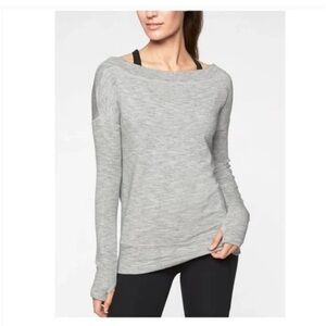 Athleta boat Neck Studio Barre Sweatshirt M Grey Heathered modal